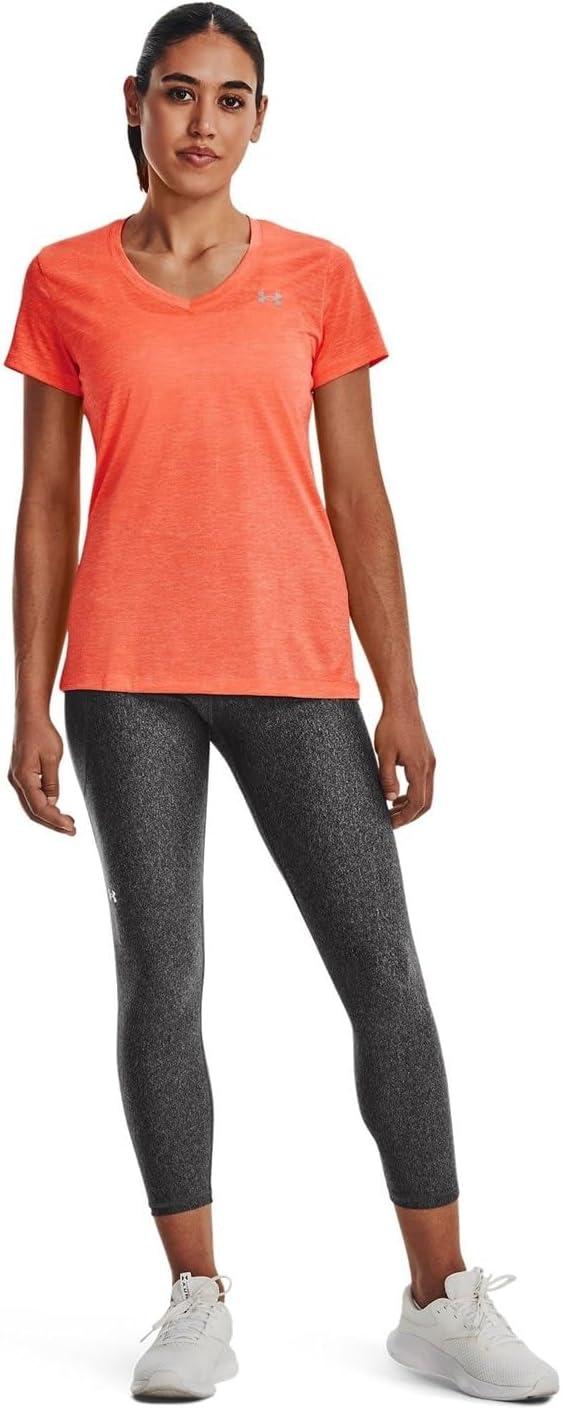 image:imageUnder Armour Womens Tech VNeck Twist ShortSleeve TShirt879 After Burn White Metallic Silver