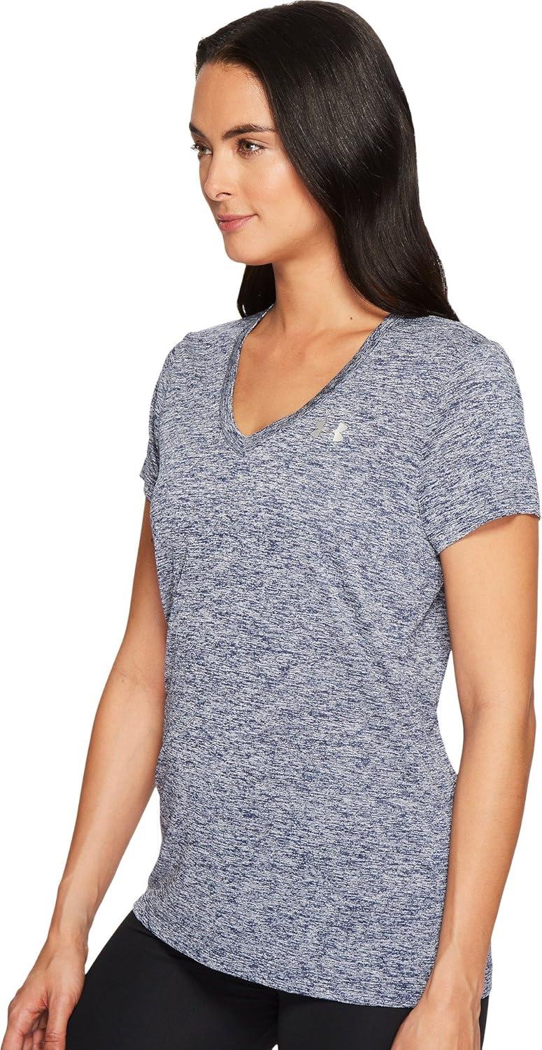 image:imageUnder Armour Womens Tech VNeck Twist ShortSleeve TShirtAcademy Metallic Silver