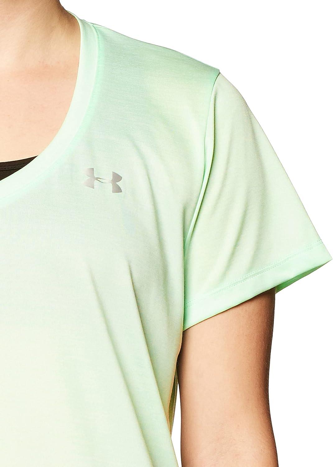 image:imageUnder Armour Womens Tech VNeck Twist ShortSleeve TShirtAqua Foam 335Metallic Silver
