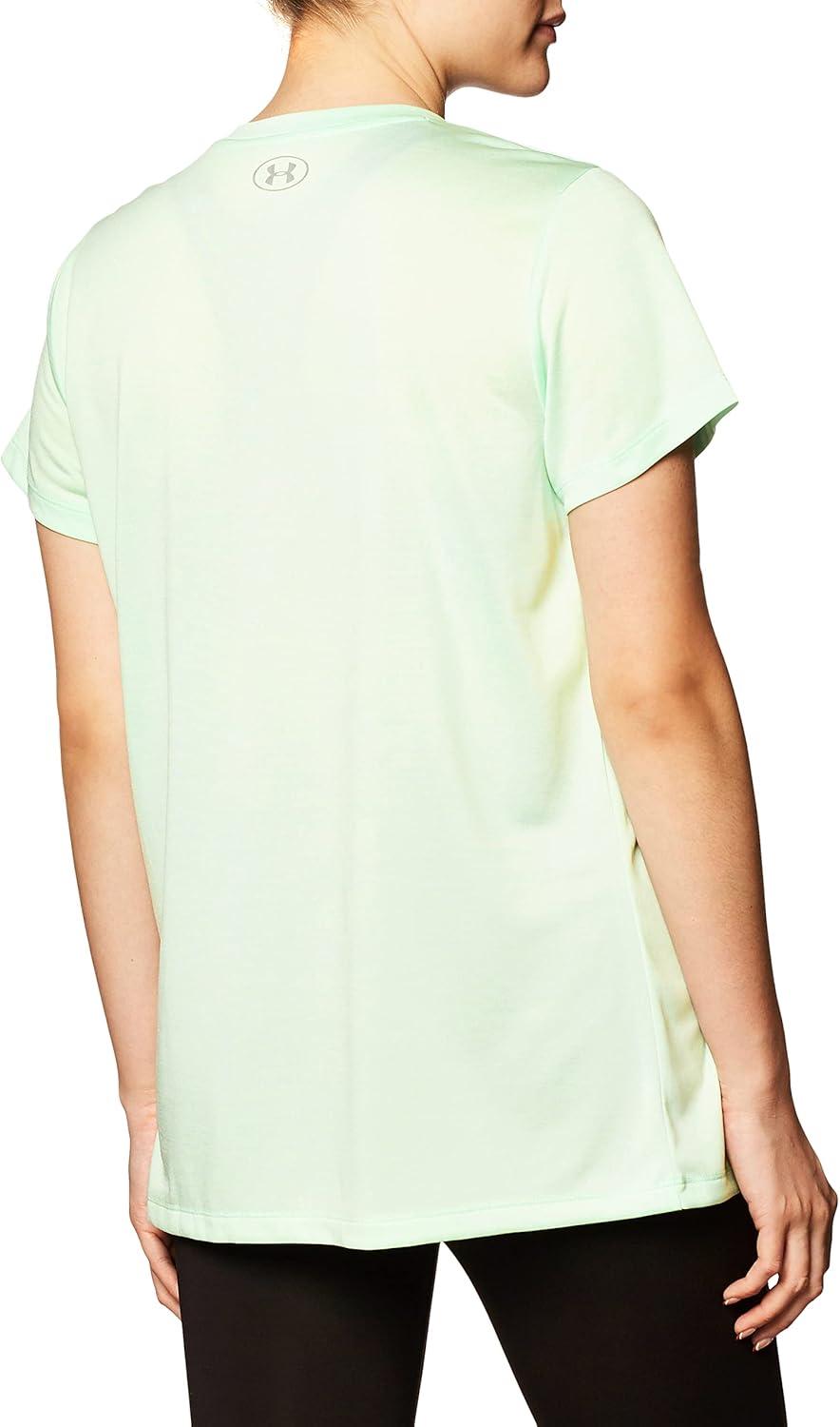 image:imageUnder Armour Womens Tech VNeck Twist ShortSleeve TShirtAqua Foam 335Metallic Silver