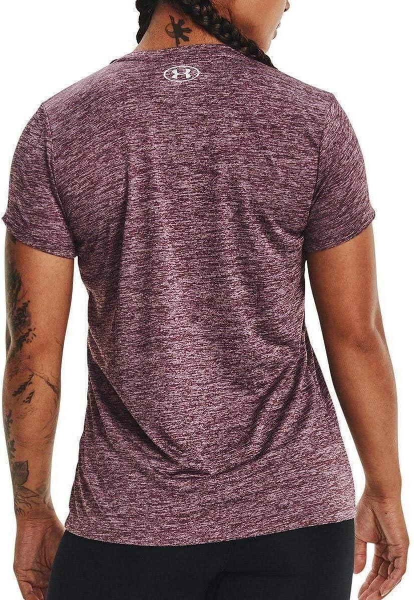 image:imageUnder Armour Womens Tech VNeck Twist ShortSleeve TShirtAsh Plum 554Metallic Silver