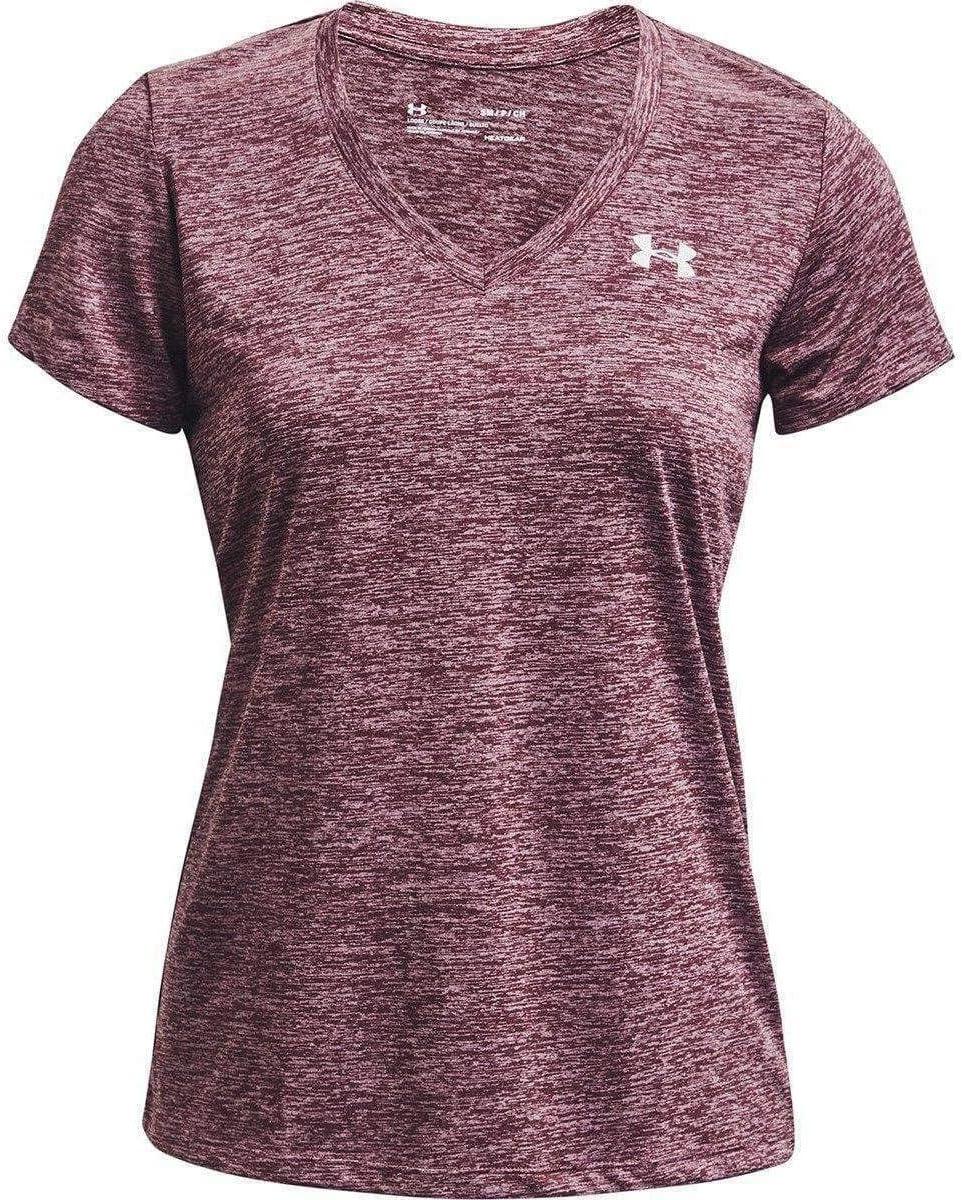image:imageUnder Armour Womens Tech VNeck Twist ShortSleeve TShirtAsh Plum 554Metallic Silver