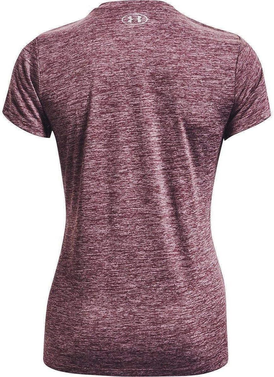 image:imageUnder Armour Womens Tech VNeck Twist ShortSleeve TShirtAsh Plum 554Metallic Silver