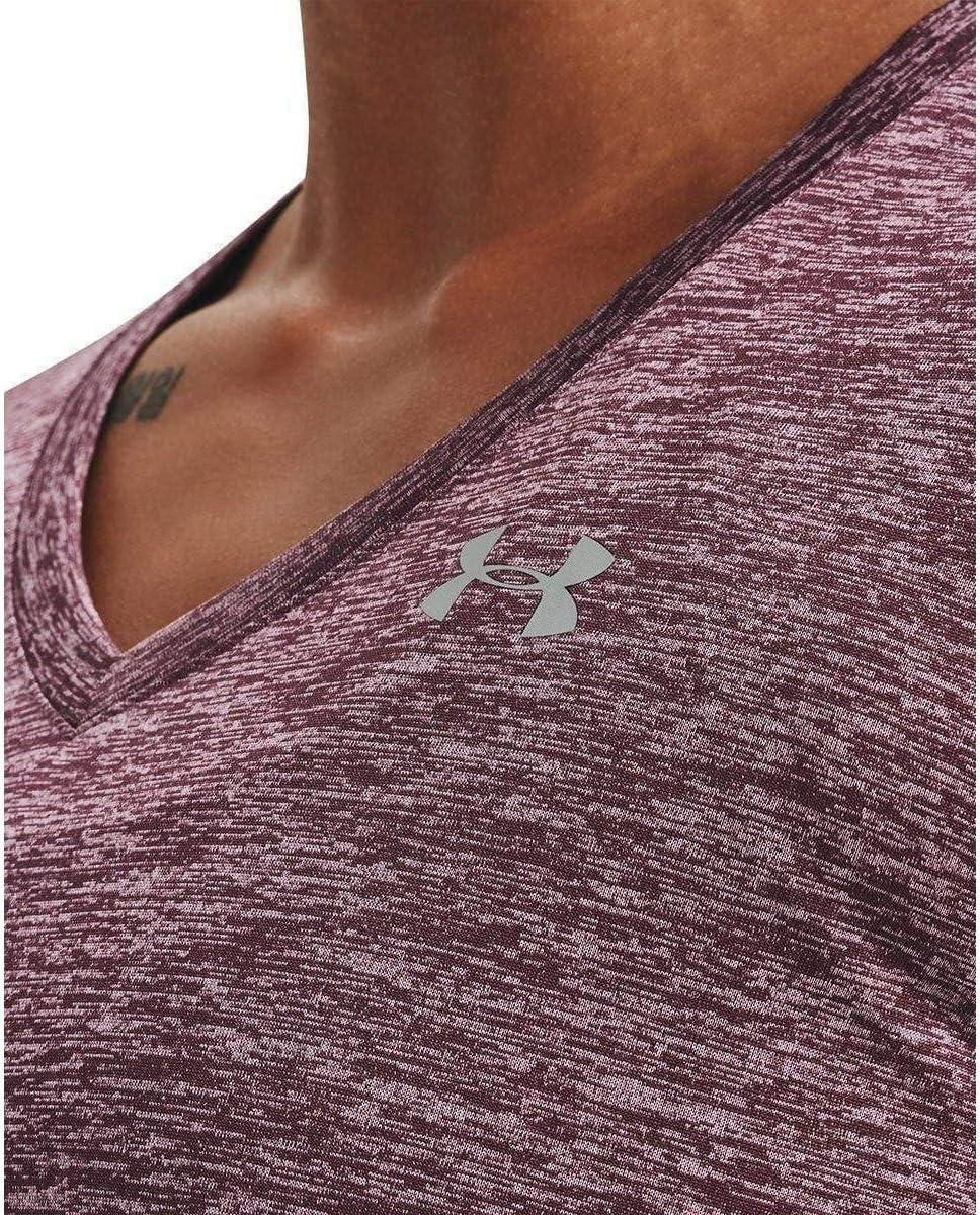 image:imageUnder Armour Womens Tech VNeck Twist ShortSleeve TShirtAsh Plum 554Metallic Silver