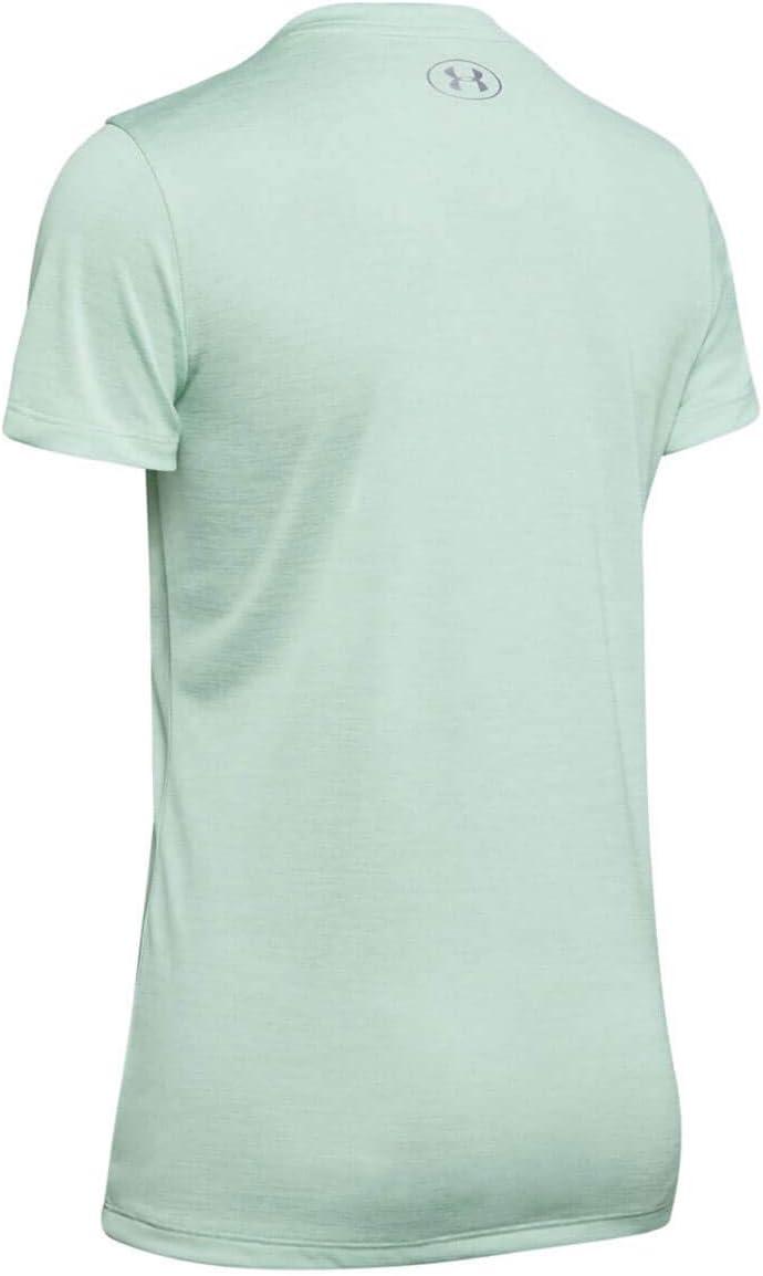 image:imageUnder Armour Womens Tech VNeck Twist ShortSleeve TShirtAtlas Green 189Metallic Silver