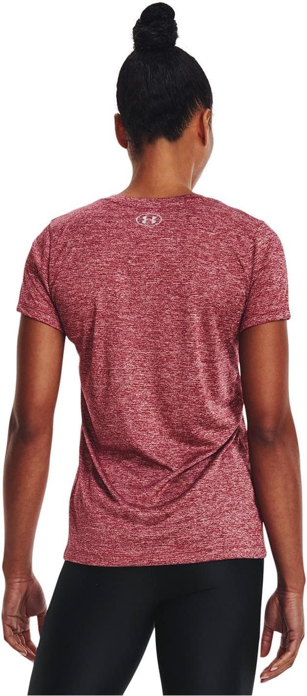 image:imageUnder Armour Womens Tech VNeck Twist ShortSleeve TShirtBlack Rose 664Metallic Silver