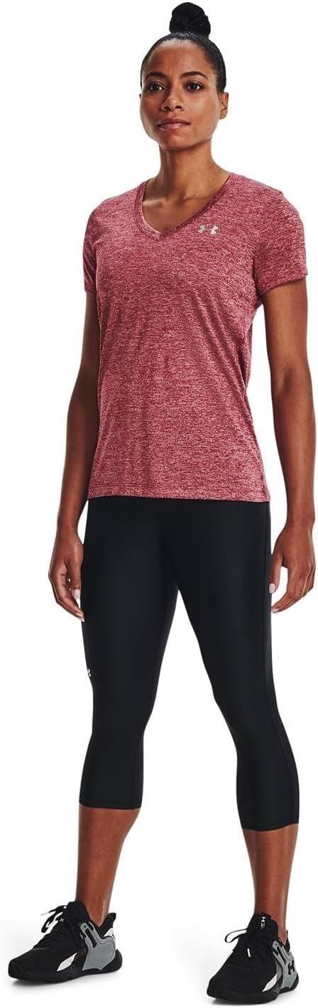 image:imageUnder Armour Womens Tech VNeck Twist ShortSleeve TShirtBlack Rose 664Metallic Silver