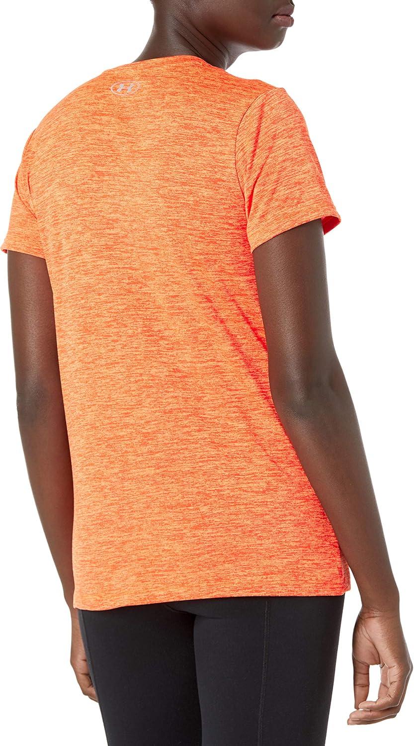 image:imageUnder Armour Womens Tech VNeck Twist ShortSleeve TShirtBlaze Orange 825Metallic Silver