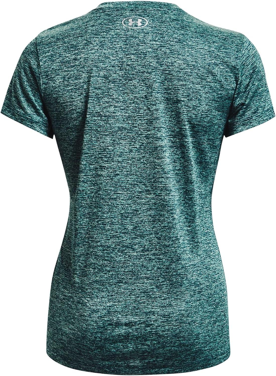 image:imageUnder Armour Womens Tech VNeck Twist ShortSleeve TShirtBlue Note 413Metallic Silver
