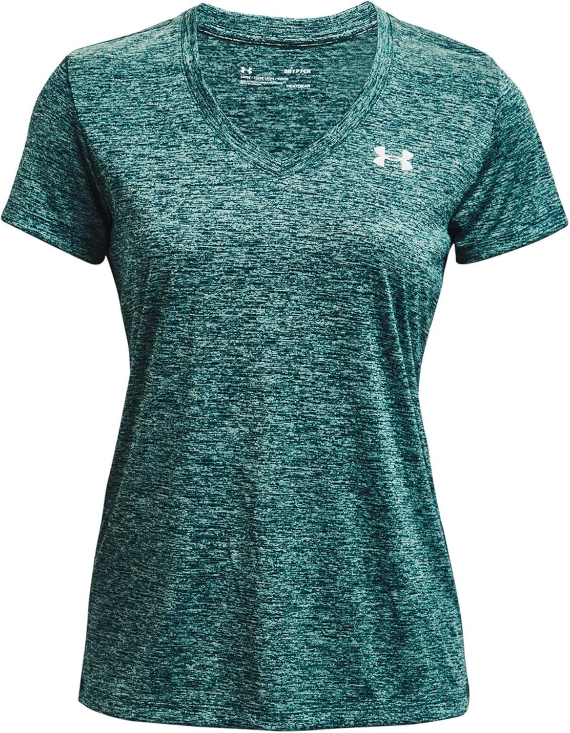 image:imageUnder Armour Womens Tech VNeck Twist ShortSleeve TShirtBlue Note 413Metallic Silver