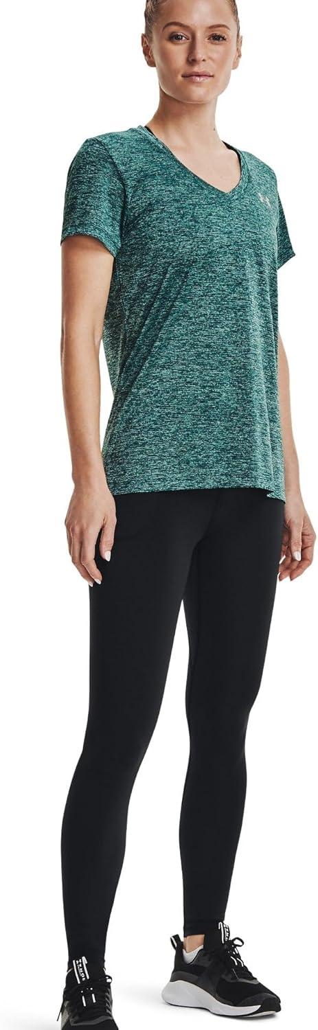 image:imageUnder Armour Womens Tech VNeck Twist ShortSleeve TShirtBlue Note 413Metallic Silver
