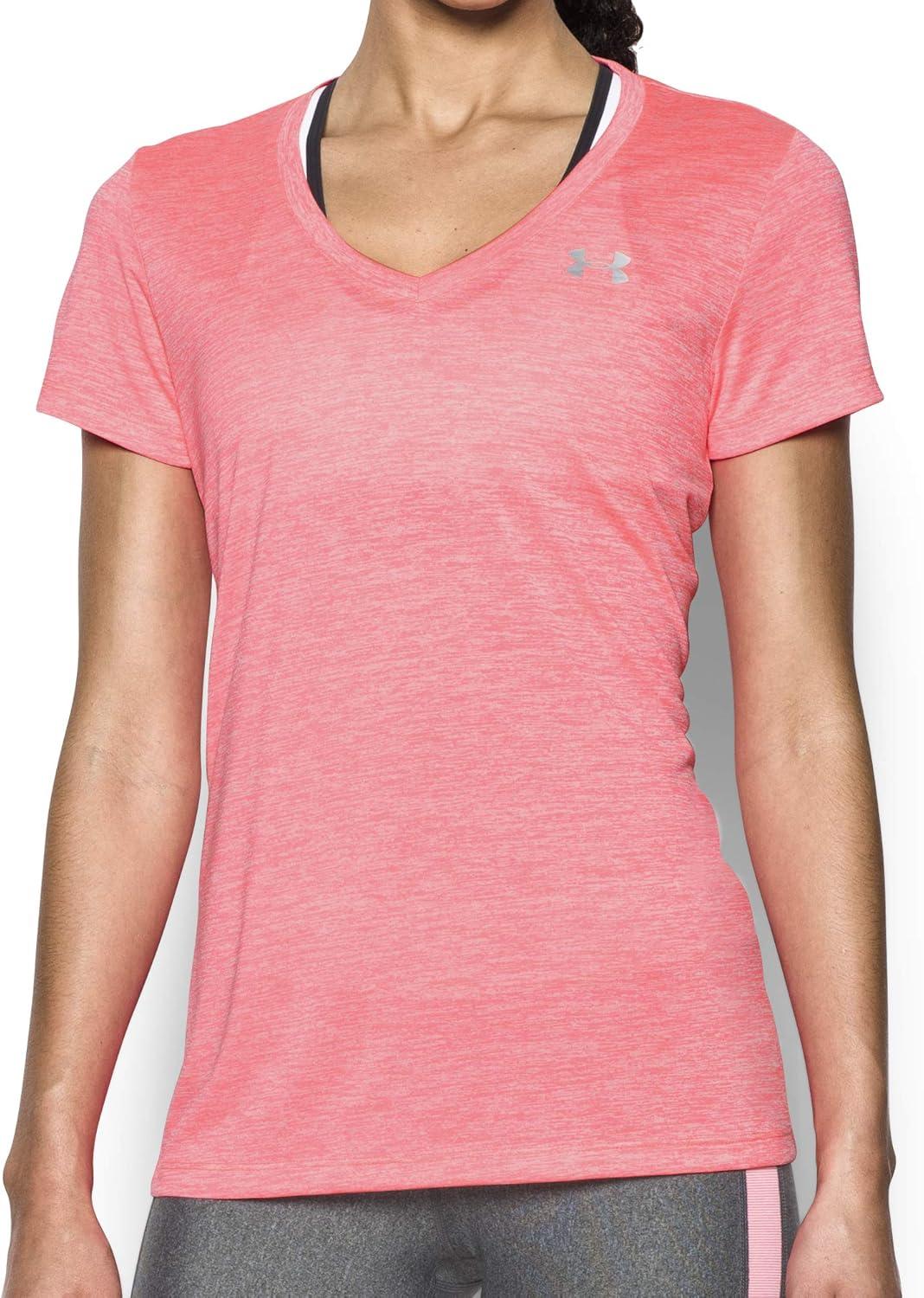 image:imageUnder Armour Womens Tech VNeck Twist ShortSleeve TShirtBrilliance Metallic Silver