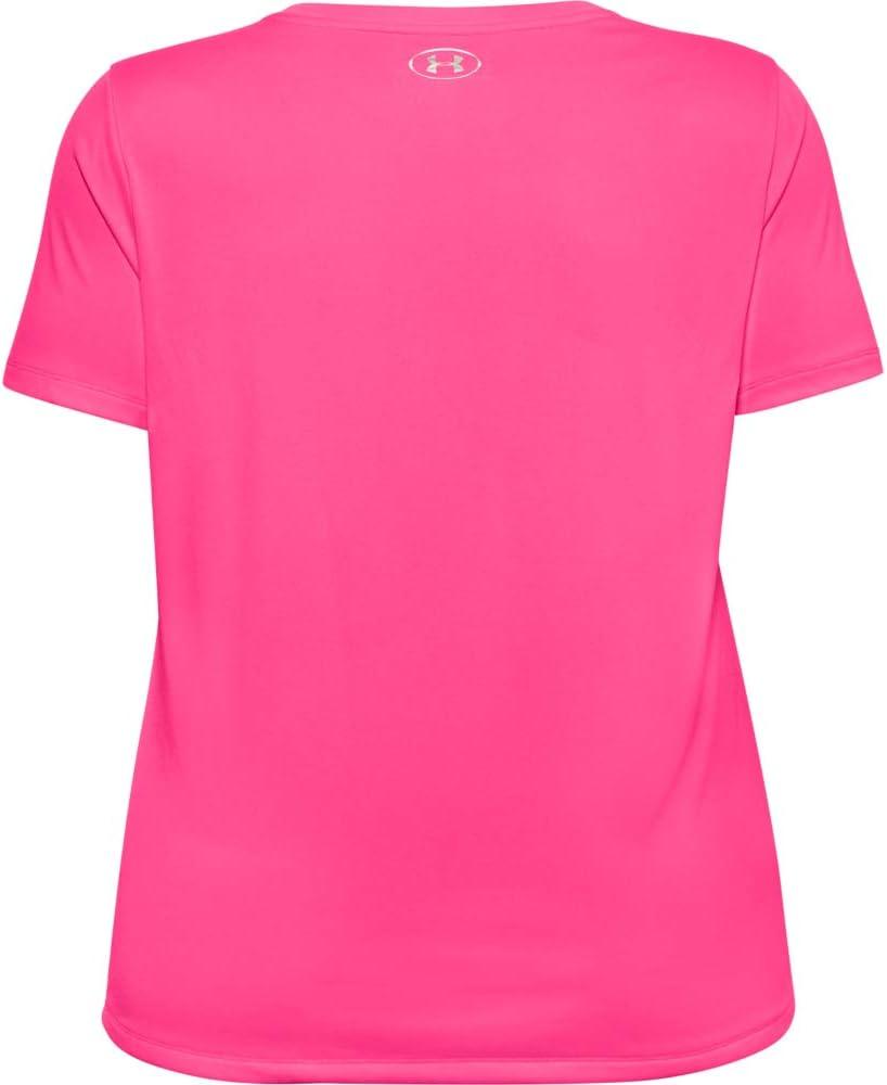 image:imageUnder Armour Womens Tech VNeck Twist ShortSleeve TShirtCerise 653Metallic Silver