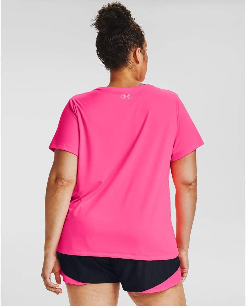 image:imageUnder Armour Womens Tech VNeck Twist ShortSleeve TShirtCerise 653Metallic Silver