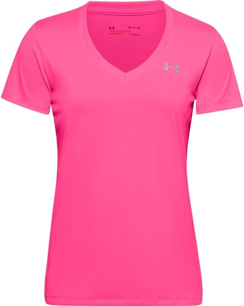 image:imageUnder Armour Womens Tech VNeck Twist ShortSleeve TShirtCerise 653Metallic Silver