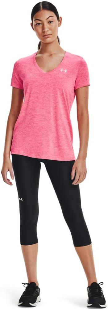 image:imageUnder Armour Womens Tech VNeck Twist ShortSleeve TShirtCerise 655Metallic Silver