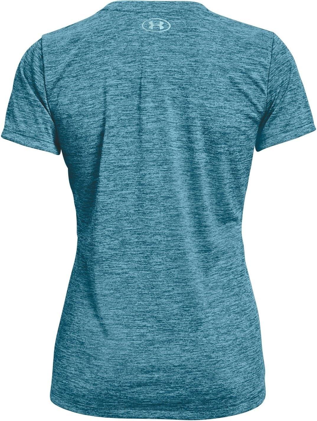 image:imageUnder Armour Womens Tech VNeck Twist ShortSleeve TShirtCrest Blue 446Metallic Silver