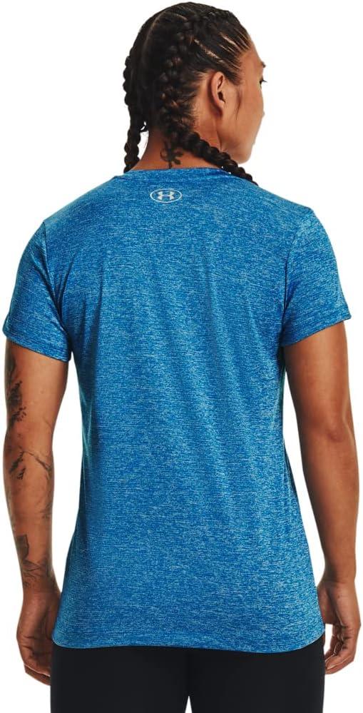 image:imageUnder Armour Womens Tech VNeck Twist ShortSleeve TShirtCruise Blue 900Metallic Silver
