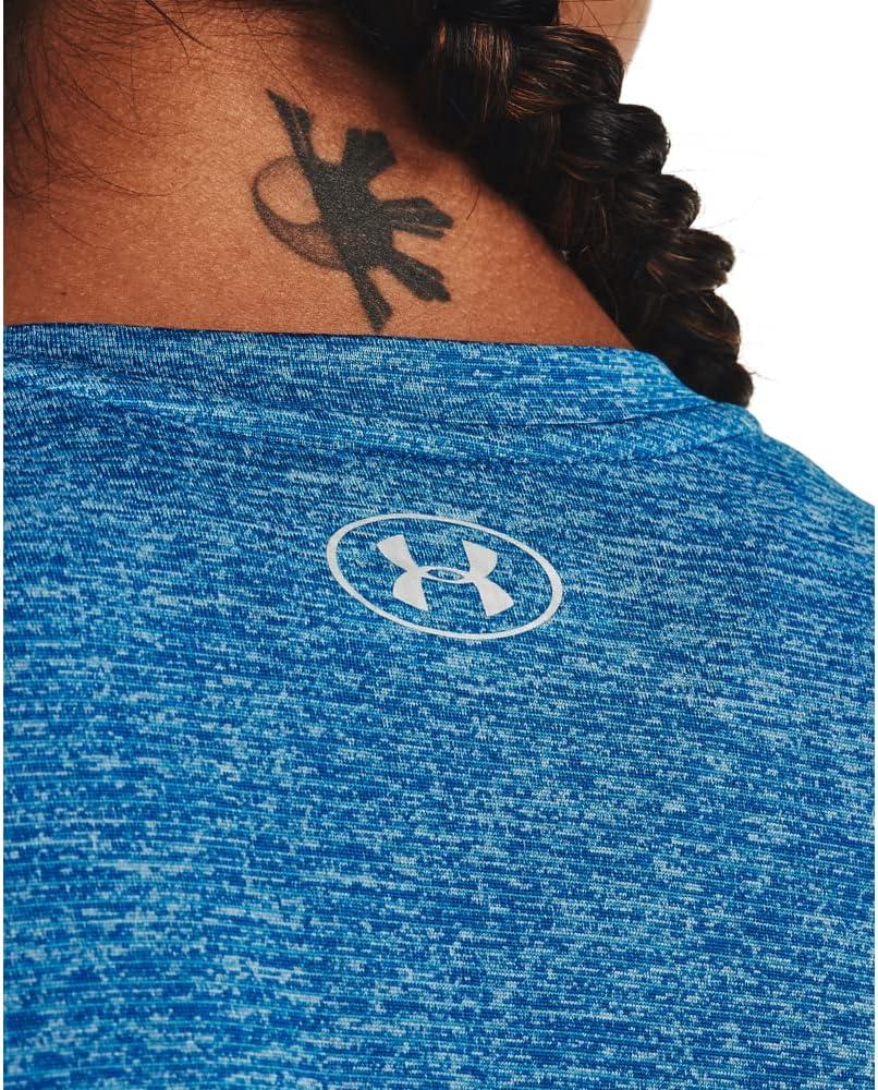 image:imageUnder Armour Womens Tech VNeck Twist ShortSleeve TShirtCruise Blue 900Metallic Silver
