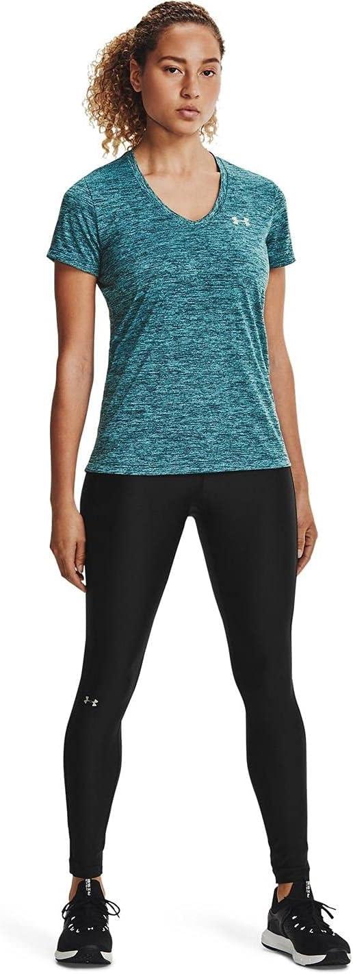 image:imageUnder Armour Womens Tech VNeck Twist ShortSleeve TShirtDark Cyan 463Metallic Silver