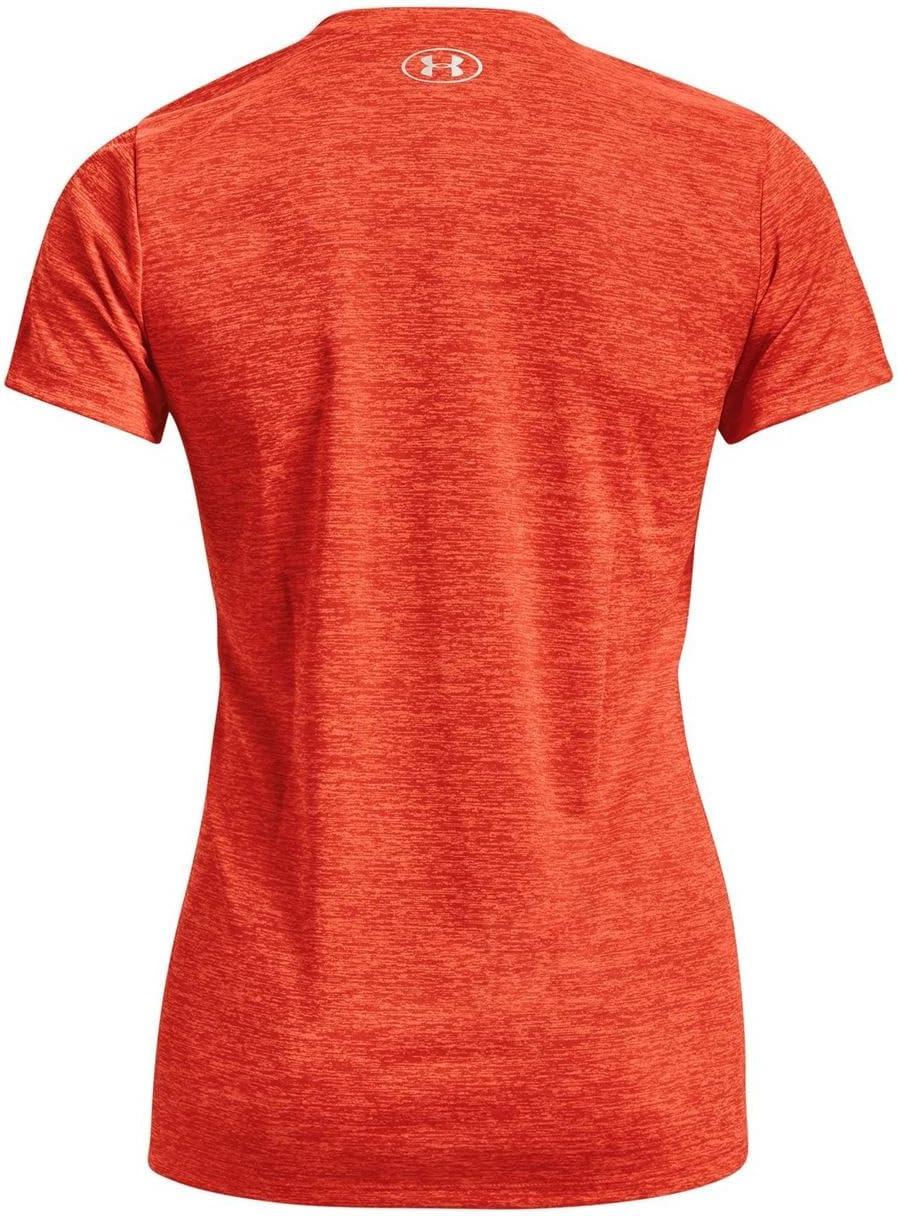 image:imageUnder Armour Womens Tech VNeck Twist ShortSleeve TShirtDark Orange 861Metallic Silver