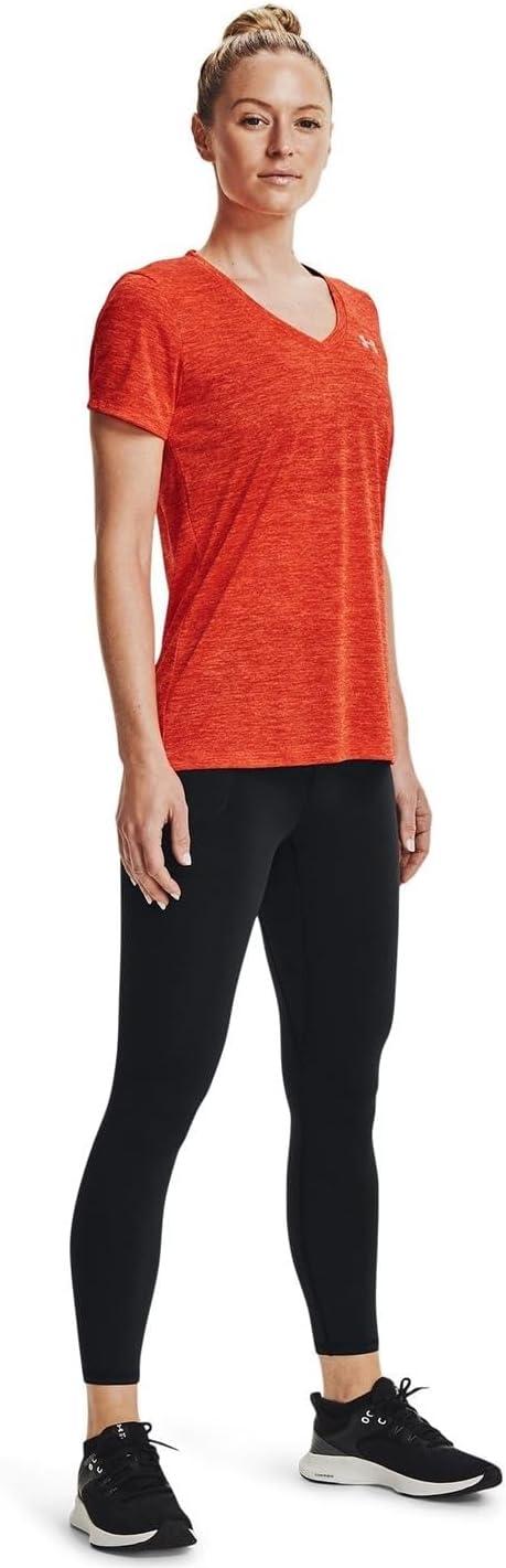 image:imageUnder Armour Womens Tech VNeck Twist ShortSleeve TShirtDark Orange 861Metallic Silver