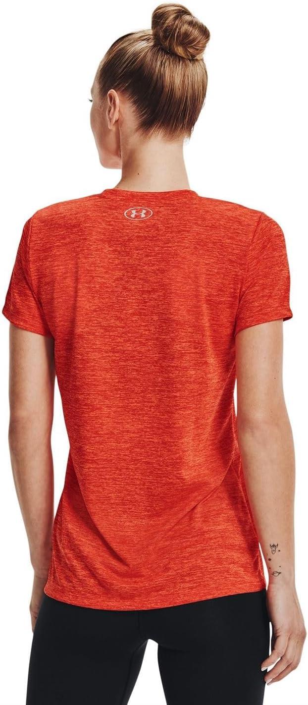 image:imageUnder Armour Womens Tech VNeck Twist ShortSleeve TShirtDark Orange 861Metallic Silver