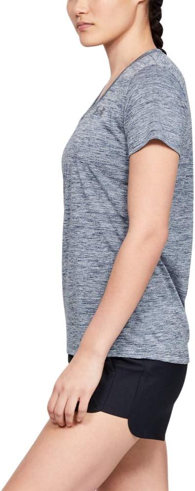 image:imageUnder Armour Womens Tech VNeck Twist ShortSleeve TShirtDownpour Gray