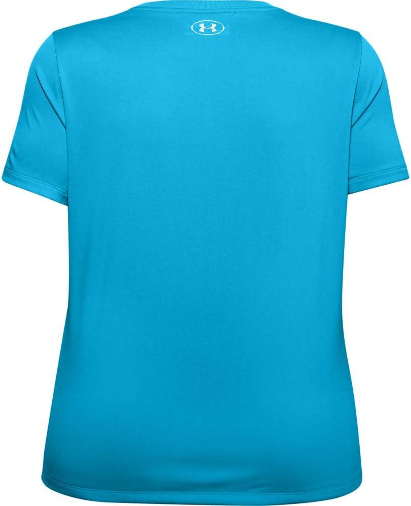 image:imageUnder Armour Womens Tech VNeck Twist ShortSleeve TShirtEquator Blue 417Metallic Silver