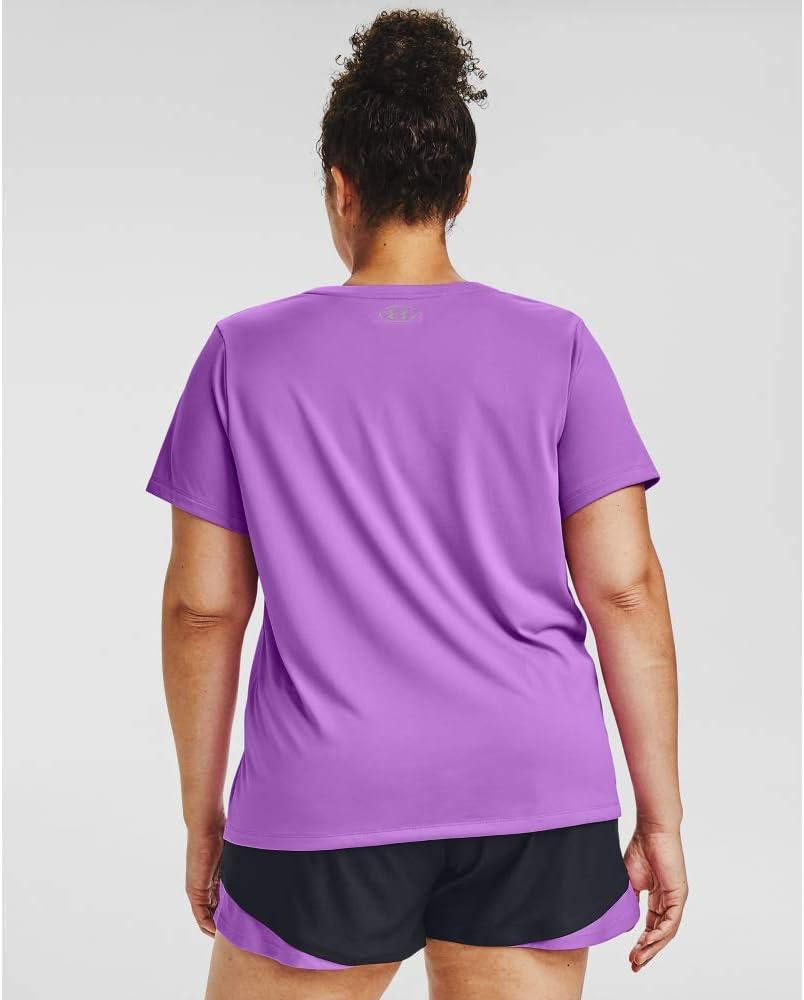 image:imageUnder Armour Womens Tech VNeck Twist ShortSleeve TShirtExotic Bloom 568Metallic Silver