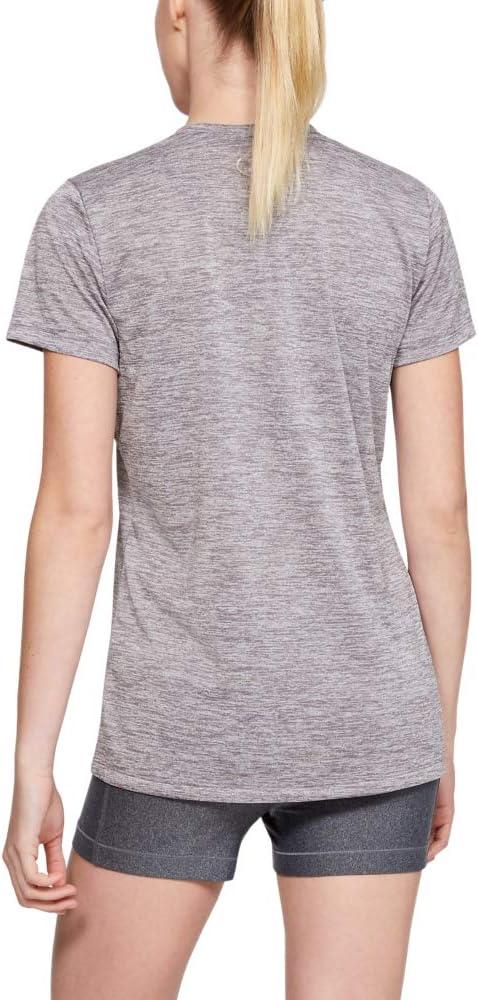 image:imageUnder Armour Womens Tech VNeck Twist ShortSleeve TShirtFlint 033Metallic Silver