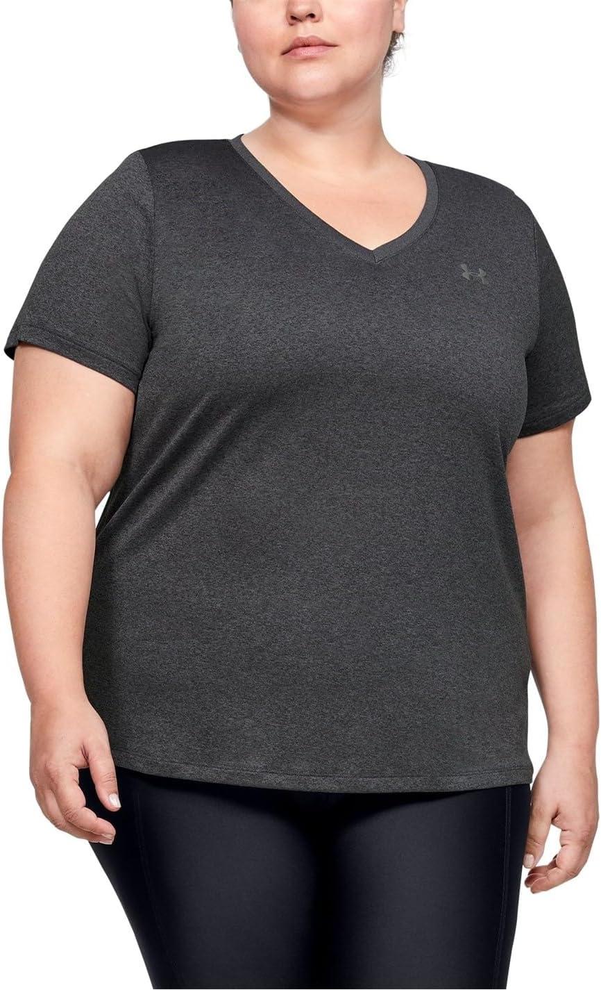 image:imageUnder Armour Womens Tech VNeck Twist ShortSleeve TShirtGray Metallic Silver