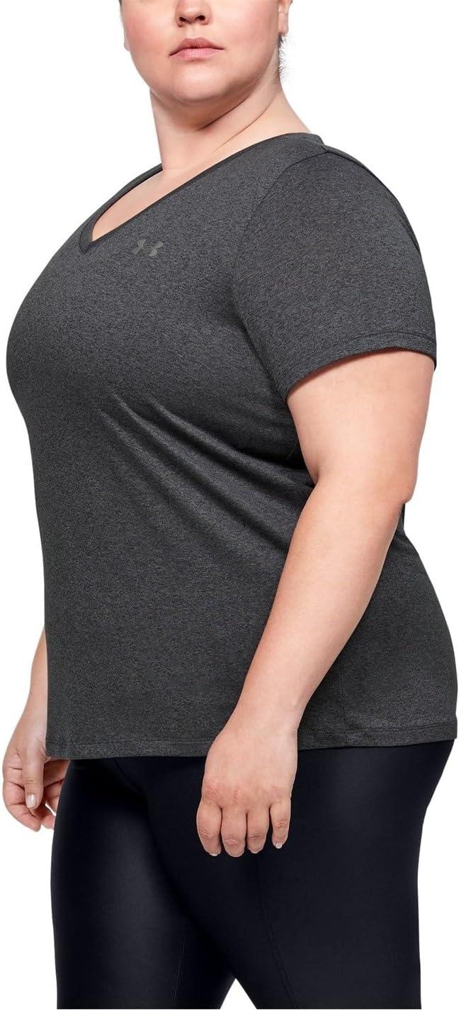 image:imageUnder Armour Womens Tech VNeck Twist ShortSleeve TShirtGray Metallic Silver
