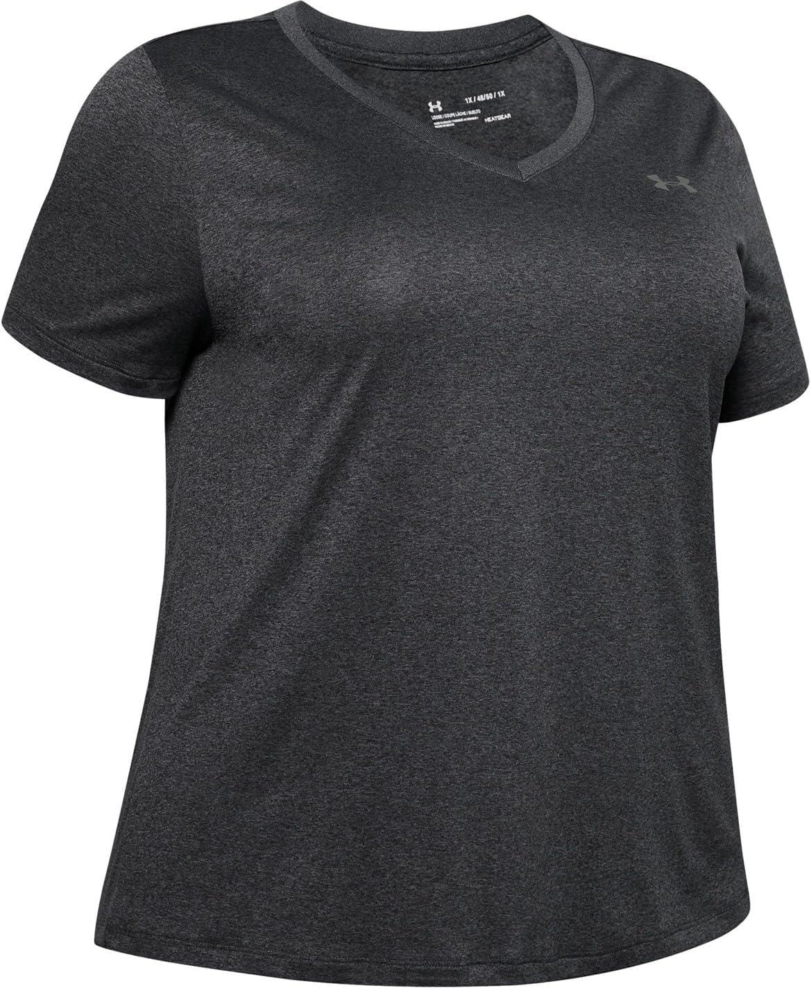 image:imageUnder Armour Womens Tech VNeck Twist ShortSleeve TShirtGray Metallic Silver
