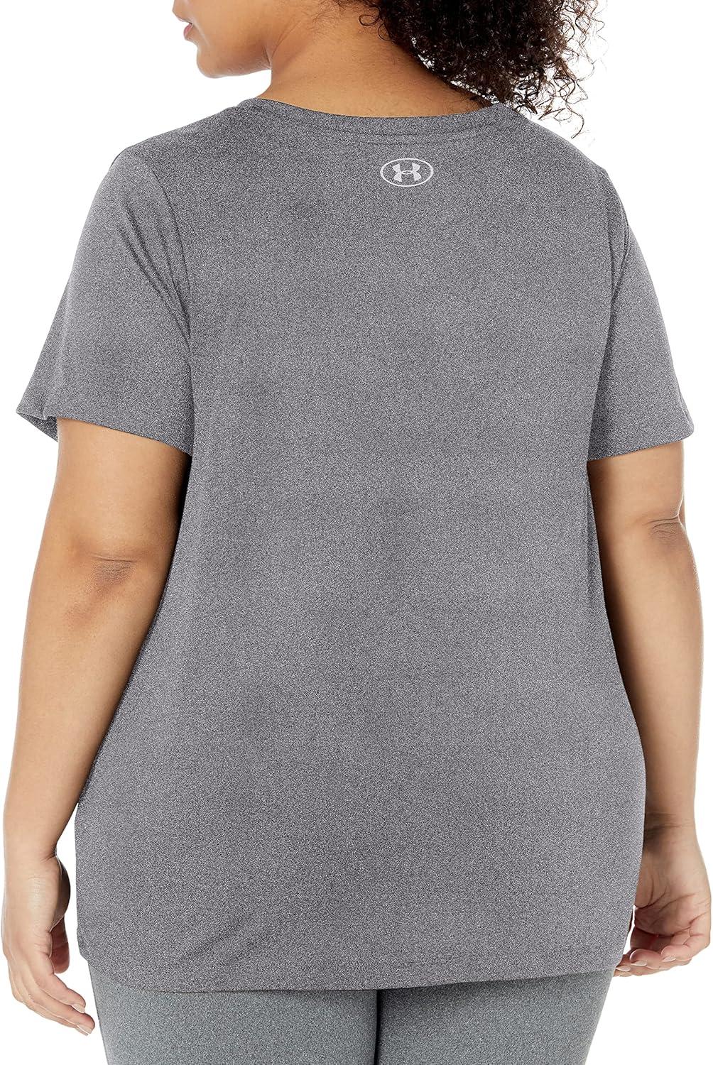 image:imageUnder Armour Womens Tech VNeck Twist ShortSleeve TShirtGray Metallic Silver