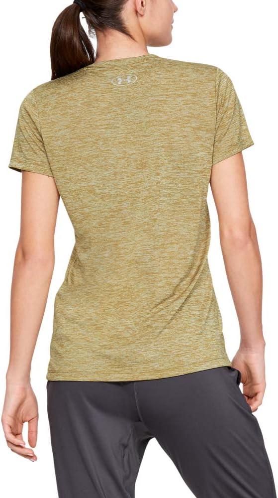 image:imageUnder Armour Womens Tech VNeck Twist ShortSleeve TShirtGreen 360Metallic Silver