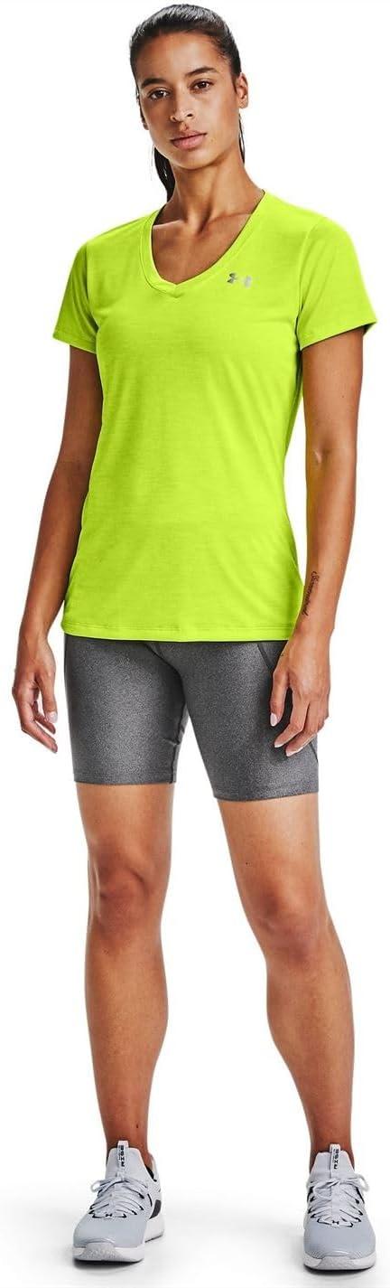 image:imageUnder Armour Womens Tech VNeck Twist ShortSleeve TShirtGreen Citrine 394Tonal
