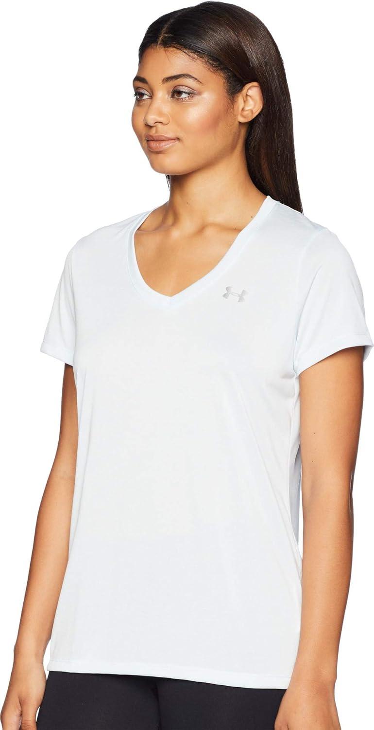 image:imageUnder Armour Womens Tech VNeck Twist ShortSleeve TShirtHalogen Blue Metallic Silver