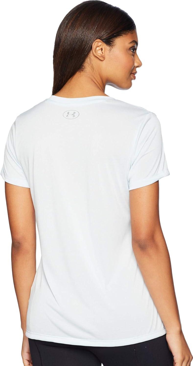image:imageUnder Armour Womens Tech VNeck Twist ShortSleeve TShirtHalogen Blue Metallic Silver