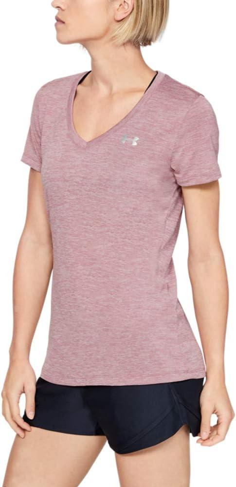 image:imageUnder Armour Womens Tech VNeck Twist ShortSleeve TShirtHushed Pink 662Metallic Silver