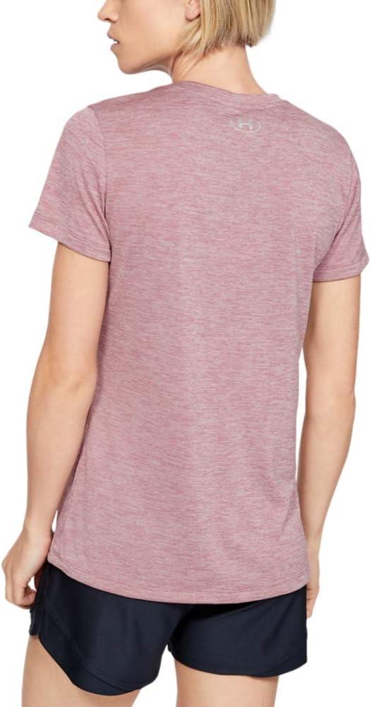 image:imageUnder Armour Womens Tech VNeck Twist ShortSleeve TShirtHushed Pink 662Metallic Silver