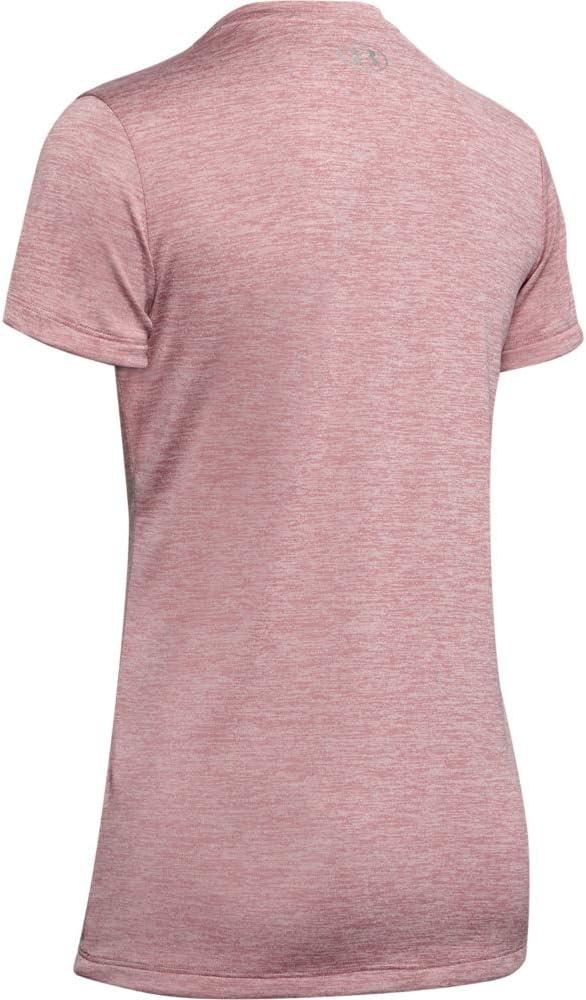 image:imageUnder Armour Womens Tech VNeck Twist ShortSleeve TShirtHushed Pink 662Metallic Silver
