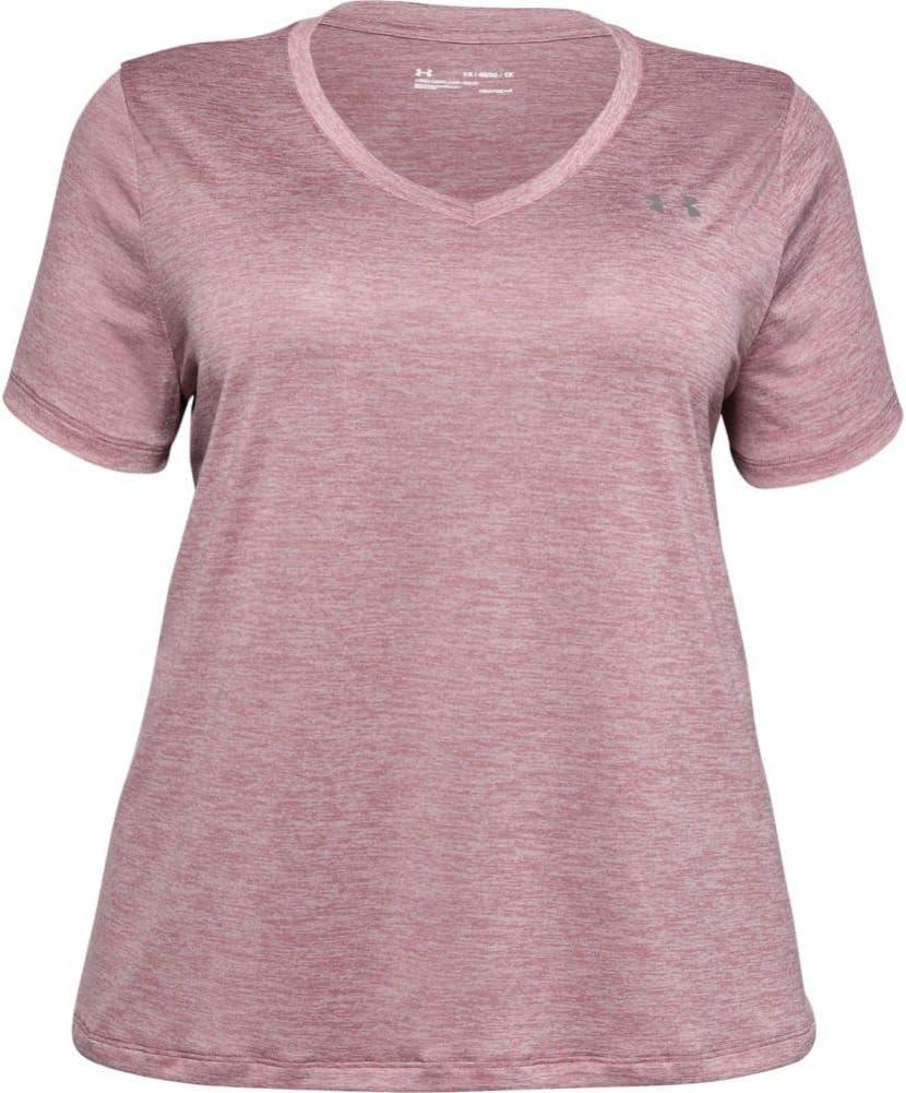 image:imageUnder Armour Womens Tech VNeck Twist ShortSleeve TShirtHushed Pink 662Metallic Silver