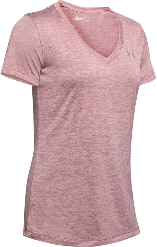 image:imageUnder Armour Womens Tech VNeck Twist ShortSleeve TShirtHushed Pink 662Metallic Silver