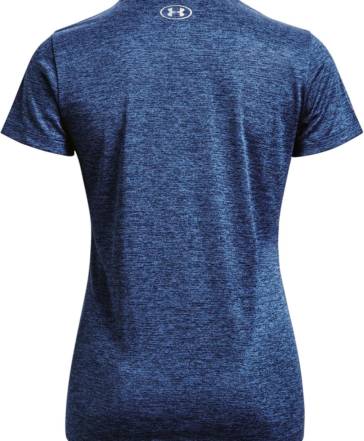 image:imageUnder Armour Womens Tech VNeck Twist ShortSleeve TShirtIndigo 405Metallic Silver