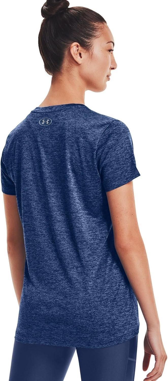 image:imageUnder Armour Womens Tech VNeck Twist ShortSleeve TShirtIndigo 405Metallic Silver