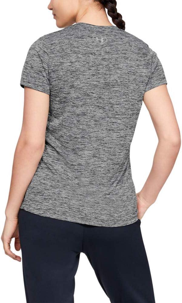 image:imageUnder Armour Womens Tech VNeck Twist ShortSleeve TShirtJet Gray 010Metallic Silver