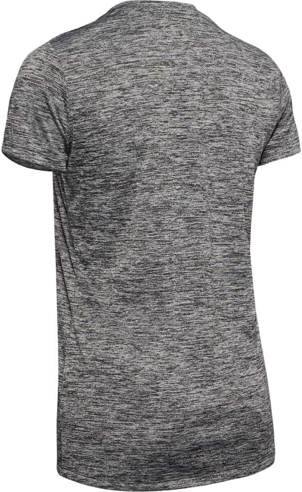image:imageUnder Armour Womens Tech VNeck Twist ShortSleeve TShirtJet Gray 010Metallic Silver