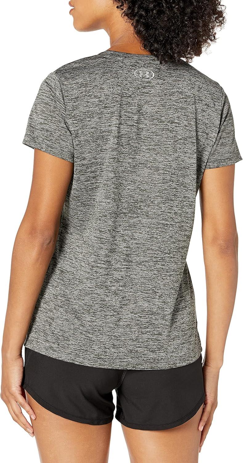 image:imageUnder Armour Womens Tech VNeck Twist ShortSleeve TShirtJet Gray 011Metallic Silver