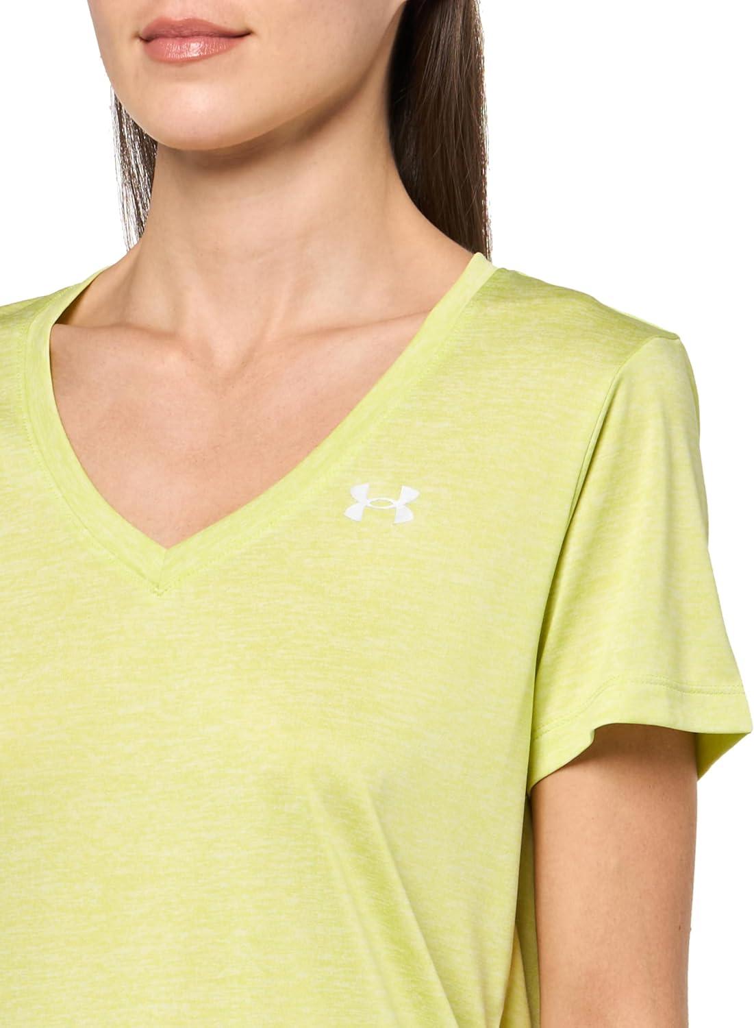 image:imageUnder Armour Womens Tech VNeck Twist ShortSleeve TShirtLiberty Green 303Metallic Silver